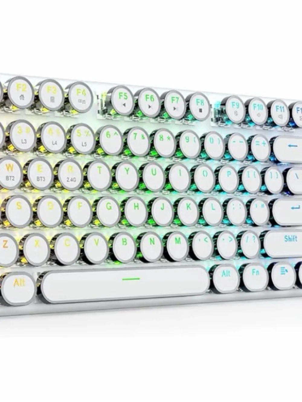 Flare Pro Wireless RGB Retro Round-Key Keyboard - White